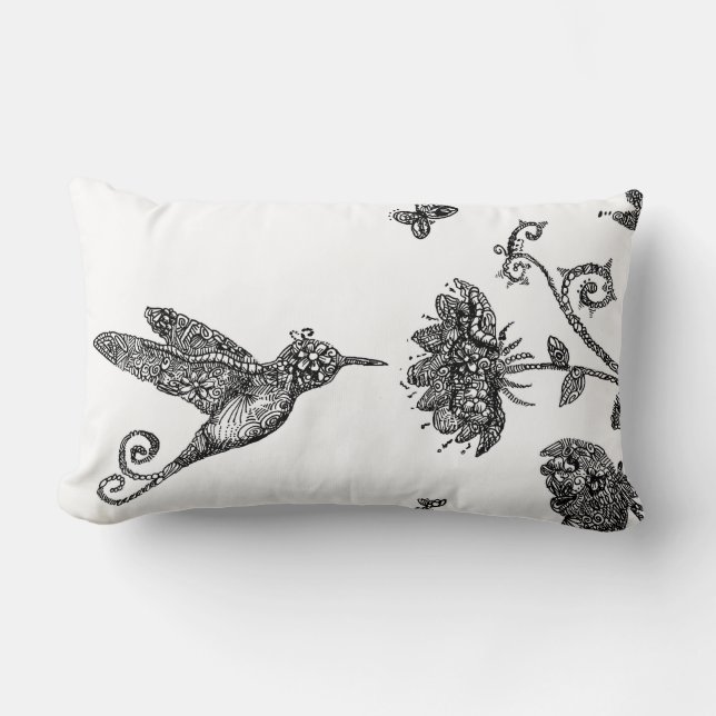 Humming Bird Doodle Art Kussen (Voorkant)