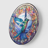 Humming Bird Glass Effect Abstracte schilderkunst Grote Klok (Hoek)