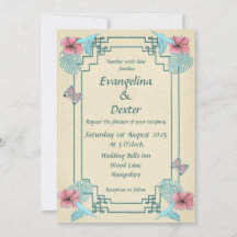 Humming Bird & Hibiscus - Uitnodiging voor een bru