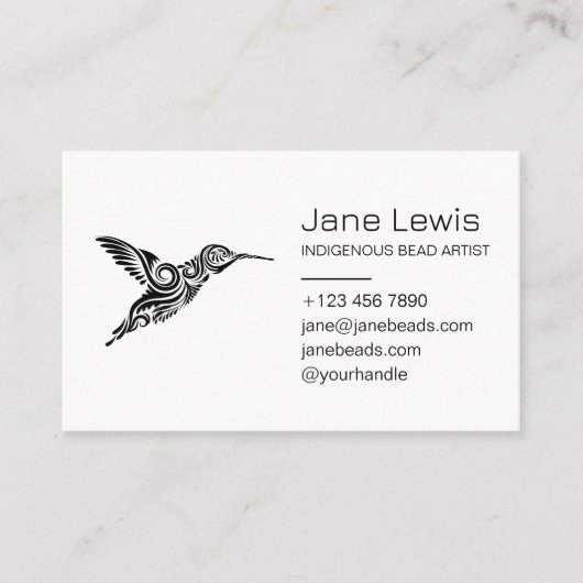 Humming Bird Illustration Native Indigenous Art Visitekaartje (Voorkant)