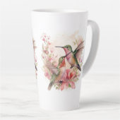 Humming Bird met Bloemen Latte Mok (Rechterhoek)