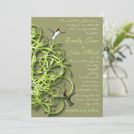 Humming Birming Birds Lime Tree Faire-part de mari (Debout devant)