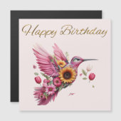 Humming vogel vliegen met bloemen Happy Birthday (Voorkant / Achterkant)