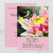 Hummingbird 50th Brithday Party Invitation Kaart (Voorkant / Achterkant)