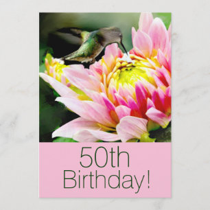 Hummingbird 50th Brithday Party Invitation Kaart