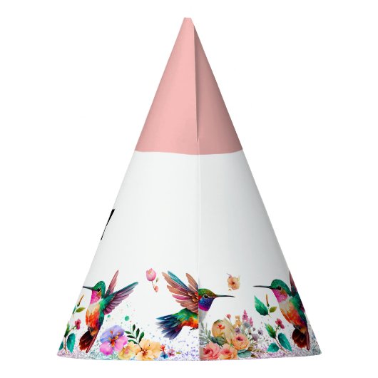 Hummingbird aangepaste tekst verjaardagsfeest feesthoedjes (Achterkant)
