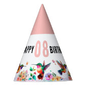 Hummingbird aangepaste tekst verjaardagsfeest feesthoedjes (Voorkant)