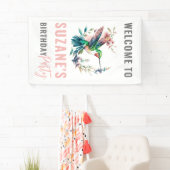Hummingbird aangepaste tekst verjaardagsfeest spandoek (Insitu)