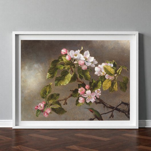 Hummingbird and Apple Blossom Poster