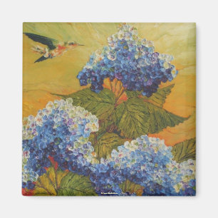 Hummingbird and Blue Hydrangea Magnet Magneet