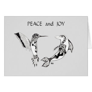 Hummingbird and Dolphin Kerstmis Kaart