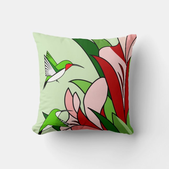 Hummingbird and Flower Kussen (Voorkant)
