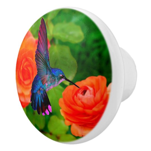 Hummingbird and Flowers Ceramic Knob Keramische Knop (Rechts)