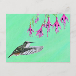Hummingbird and Fuchsia Painting Briefkaart