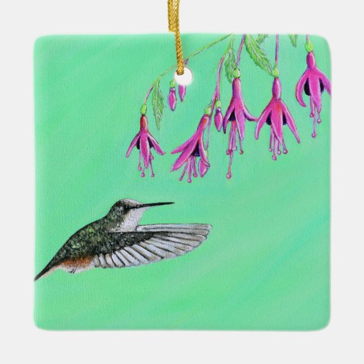 Hummingbird and Fuchsia Painting Keramisch Ornament (Voorkant)