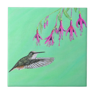 Hummingbird and Fuchsia Painting Tegeltje