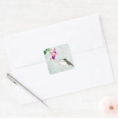 Hummingbird and Fuschia Vierkante Sticker (Envelop)