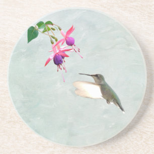Hummingbird and Fuschia Zandsteen Onderzetter