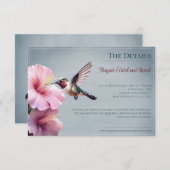 Hummingbird and Hibiscus | Blue Wedding Informatiekaartje (Voorkant / Achterkant)