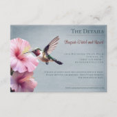 Hummingbird and Hibiscus | Blue Wedding Informatiekaartje (Voorkant)