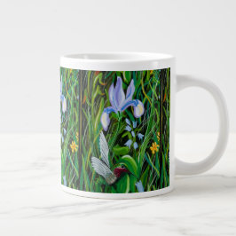 Hummingbird and Iris Coffee Cup Jumbo Mok
