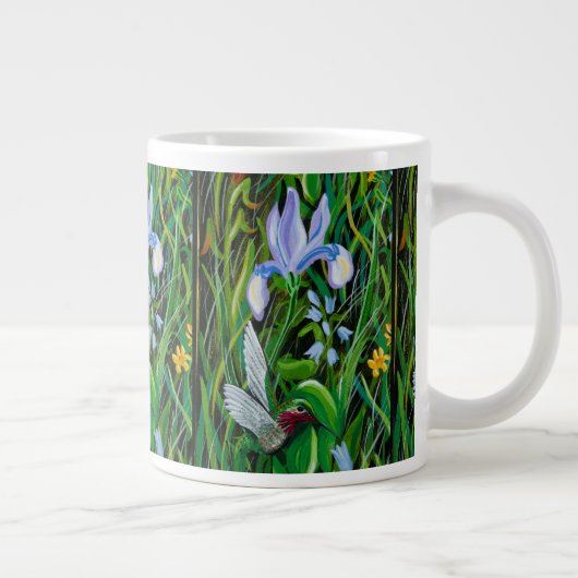 Hummingbird and Iris Coffee Cup Jumbo Mok (Rechts)