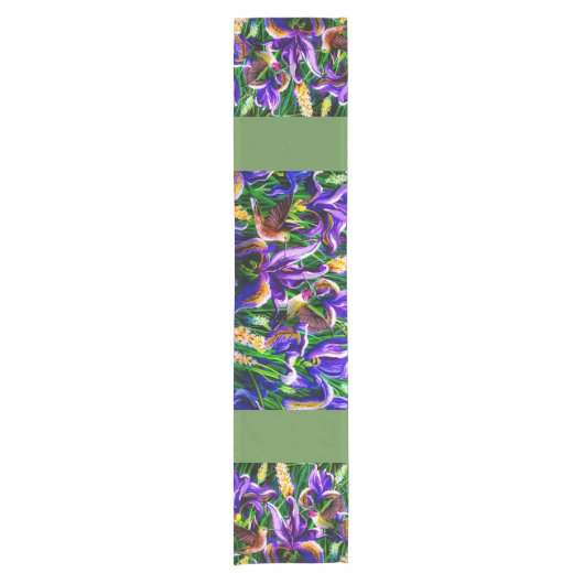 Hummingbird and Iris Fields Table Runner Korte Tafelloper (Voorkant)