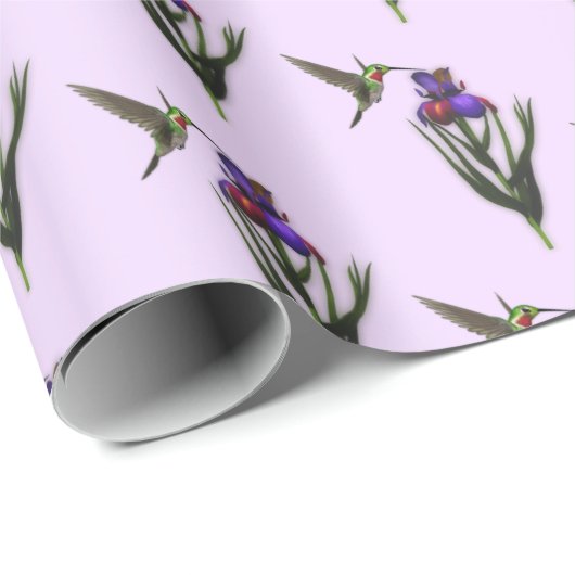 Hummingbird and Iris Flower Cadeaupapier (Rol Hoek)