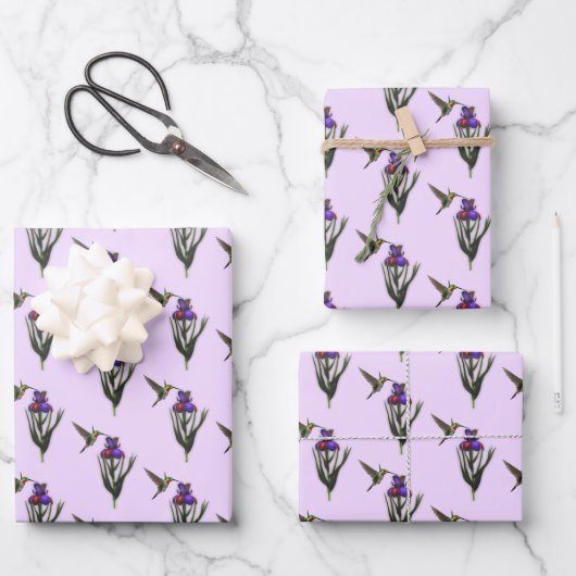Hummingbird and Iris Flower Inpakpapier Vel (Voorkant)