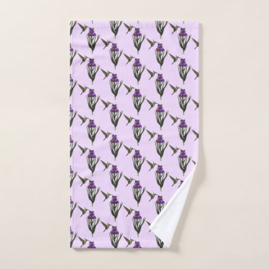 Hummingbird and Iris Flower Pattern Bad Handdoek (Handdoek)