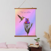 Hummingbird and Iris Flower Personalized Hangend Wandkleed (Slaapkamer)