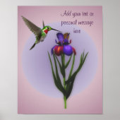Hummingbird and Iris Flower Personalized Poster (Voorkant)