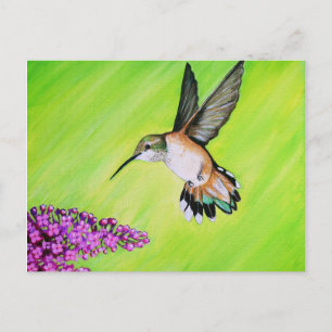 Hummingbird and Lila Painting Briefkaart