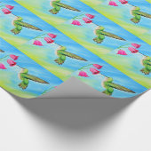 Hummingbird and Pink Bell Flowers Painting Cadeaupapier (Hoek)