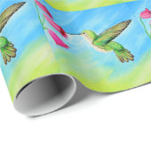 Hummingbird and Pink Bell Flowers Painting Cadeaupapier (Rol Hoek)