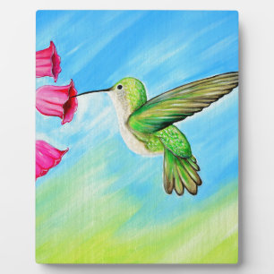 Hummingbird and Pink Bell Flowers Painting Fotoplaat