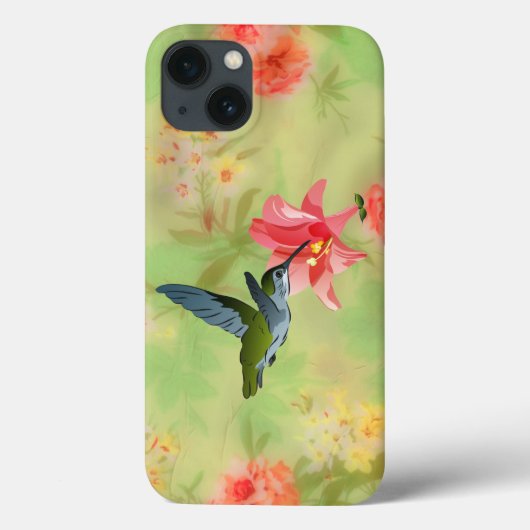 Hummingbird and Pink Lily on Floral Pattern Case-Mate iPhone Case (Achterkant)