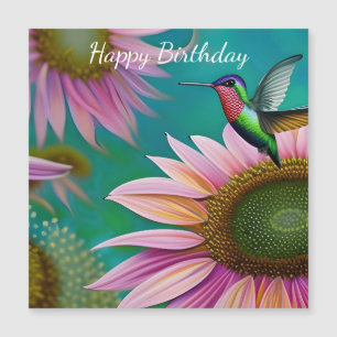 Hummingbird and Pink Sunflower