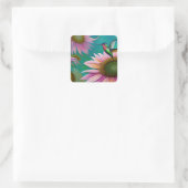 Hummingbird and Pink Sunflower Vierkante Sticker (Tas)