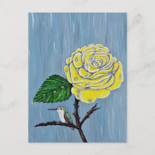 Hummingbird and Roos in the Rain Painting Briefkaart