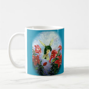 Hummingbird and Stargazer Lillies art mok
