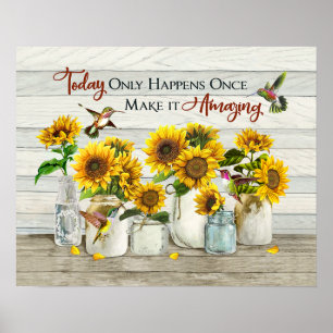 Hummingbird and Sunflower maakt het geweldig Poster