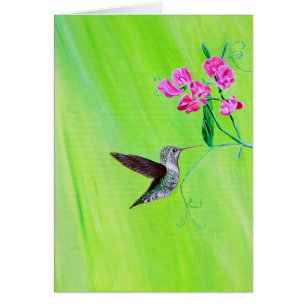 Hummingbird and Sweet Peas Painting