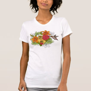 Hummingbird and tropical bouquet t-shirt