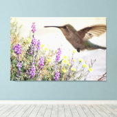 Hummingbird and Wildflowers Digital Art Canvas Afdruk (Insitu (Houten vloer))