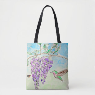 Hummingbird and Wisteria Painting Draagtas