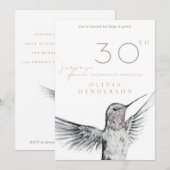 Hummingbird ANY Surprise Birthday Invitation Kaart (Voorkant / Achterkant)