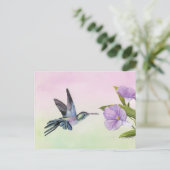 Hummingbird at Morning Glory bird art Briefkaart (Staand voorkant)