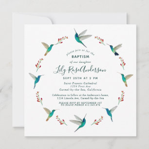 Hummingbird Baptisme Invitation Aankondiging