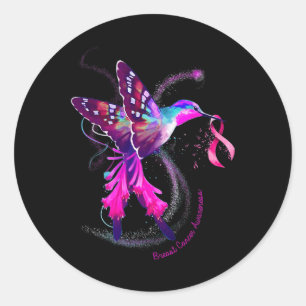 Hummingbird bevat roze lintstof borstkanker Awaren Ronde Sticker